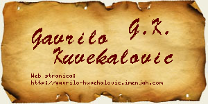 Gavrilo Kuvekalović vizit kartica